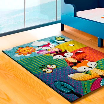 Alfombras 100% Polipropileno HEAT-SET FRISÈ Alfombra infantil bosque multi
